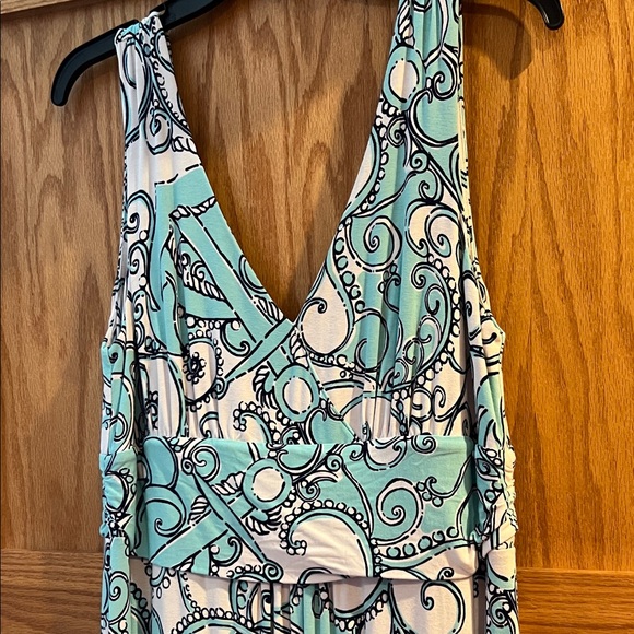 Lilly Pulitzer Turquoise and White Swirl Maxi Dress - Picture 2 of 4